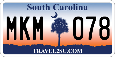 SC license plate MKM078