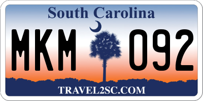 SC license plate MKM092