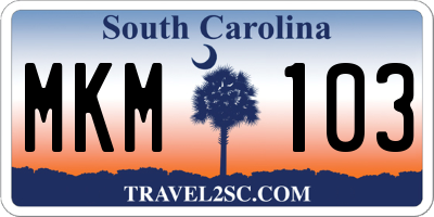 SC license plate MKM103