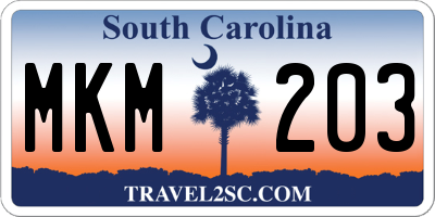 SC license plate MKM203