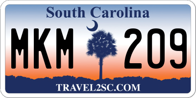 SC license plate MKM209