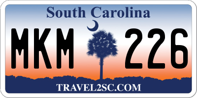 SC license plate MKM226