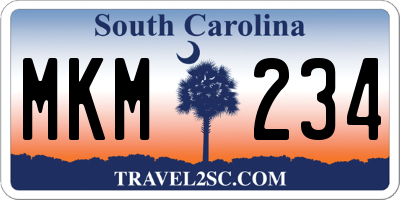 SC license plate MKM234