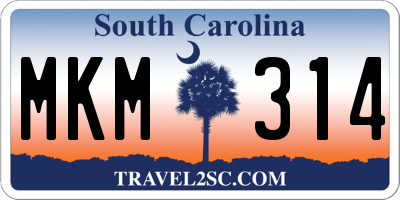 SC license plate MKM314