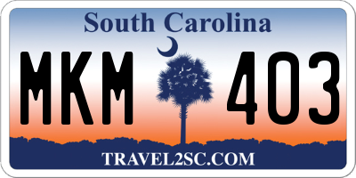 SC license plate MKM403
