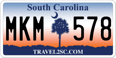 SC license plate MKM578