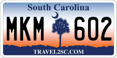 SC license plate MKM602