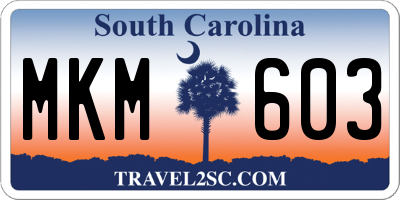 SC license plate MKM603