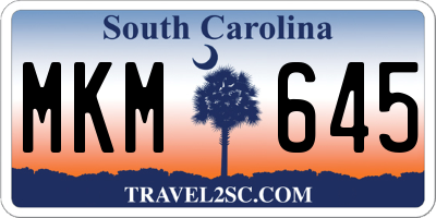 SC license plate MKM645