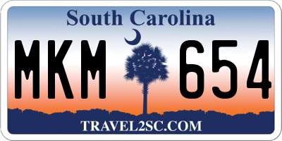 SC license plate MKM654