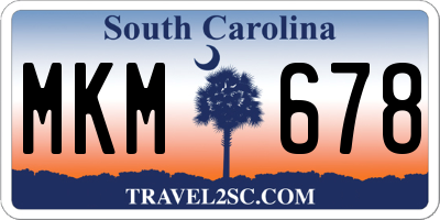 SC license plate MKM678
