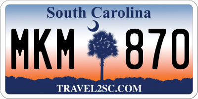 SC license plate MKM870