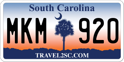 SC license plate MKM920