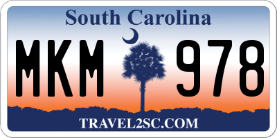 SC license plate MKM978