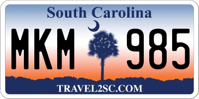 SC license plate MKM985