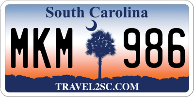 SC license plate MKM986