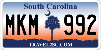 SC license plate MKM992