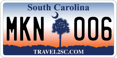 SC license plate MKN006