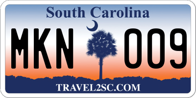 SC license plate MKN009