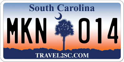 SC license plate MKN014