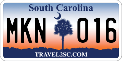 SC license plate MKN016