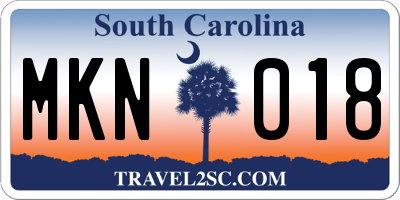SC license plate MKN018