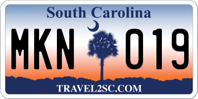SC license plate MKN019