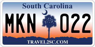 SC license plate MKN022