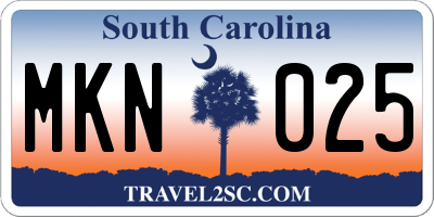SC license plate MKN025