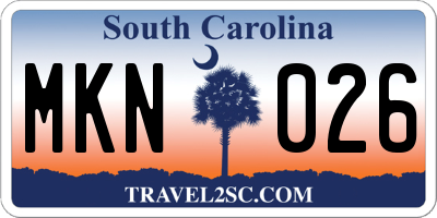 SC license plate MKN026