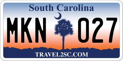 SC license plate MKN027
