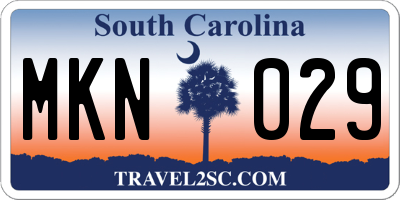 SC license plate MKN029