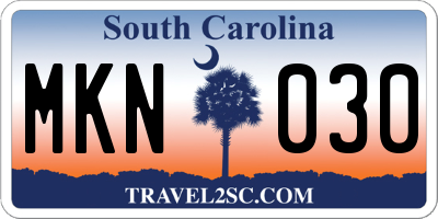 SC license plate MKN030