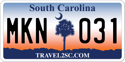 SC license plate MKN031