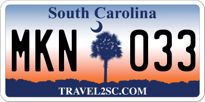SC license plate MKN033