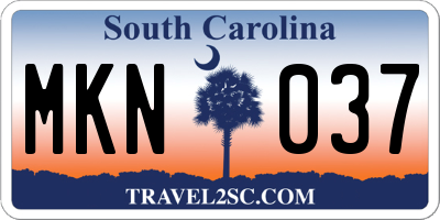 SC license plate MKN037