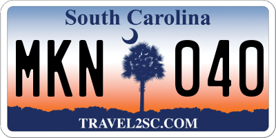 SC license plate MKN040