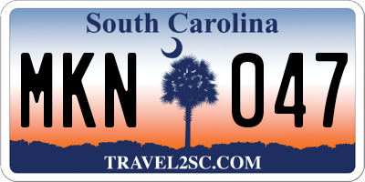 SC license plate MKN047