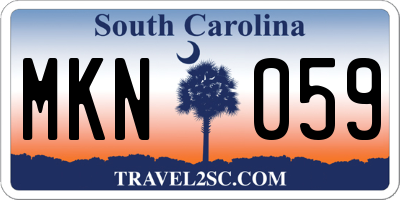 SC license plate MKN059