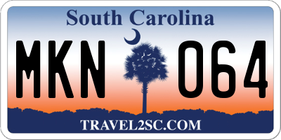 SC license plate MKN064
