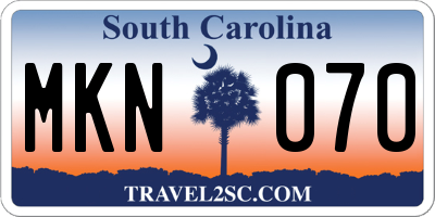 SC license plate MKN070