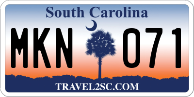 SC license plate MKN071