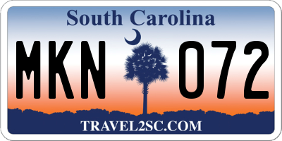 SC license plate MKN072