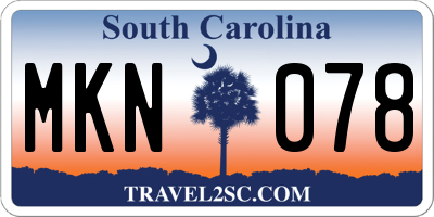 SC license plate MKN078
