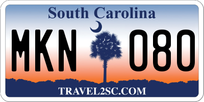 SC license plate MKN080