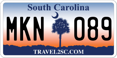 SC license plate MKN089