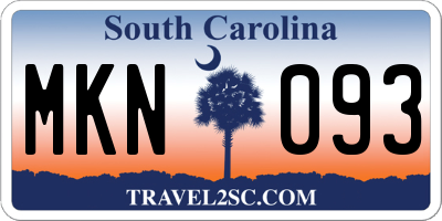 SC license plate MKN093