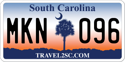 SC license plate MKN096
