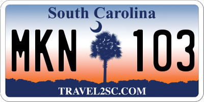SC license plate MKN103