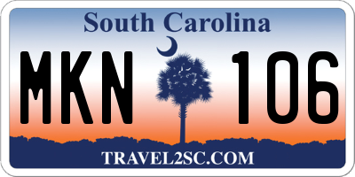 SC license plate MKN106